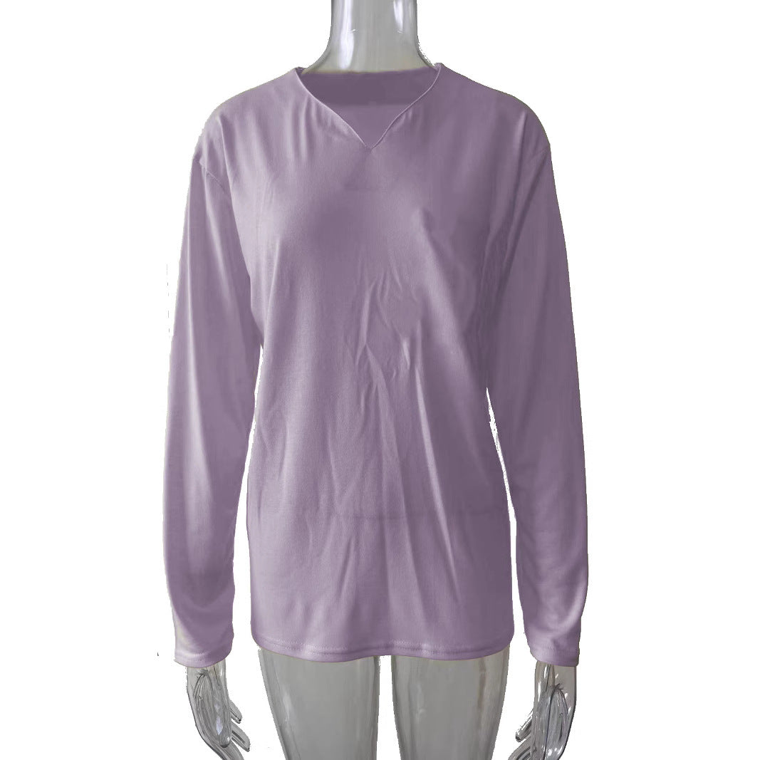 Women nan legeres Long-sleeve shirt with V-notch neckline, chest pocket, and relaxed oversized fit Mune Fashion