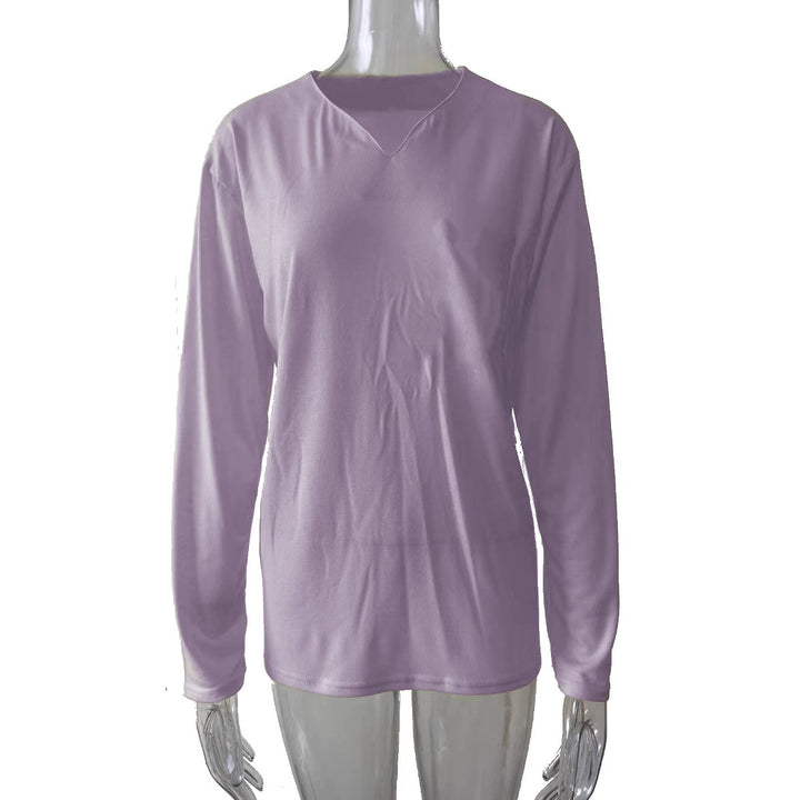Women nan legeres Long-sleeve shirt with V-notch neckline, chest pocket, and relaxed oversized fit Mune Fashion