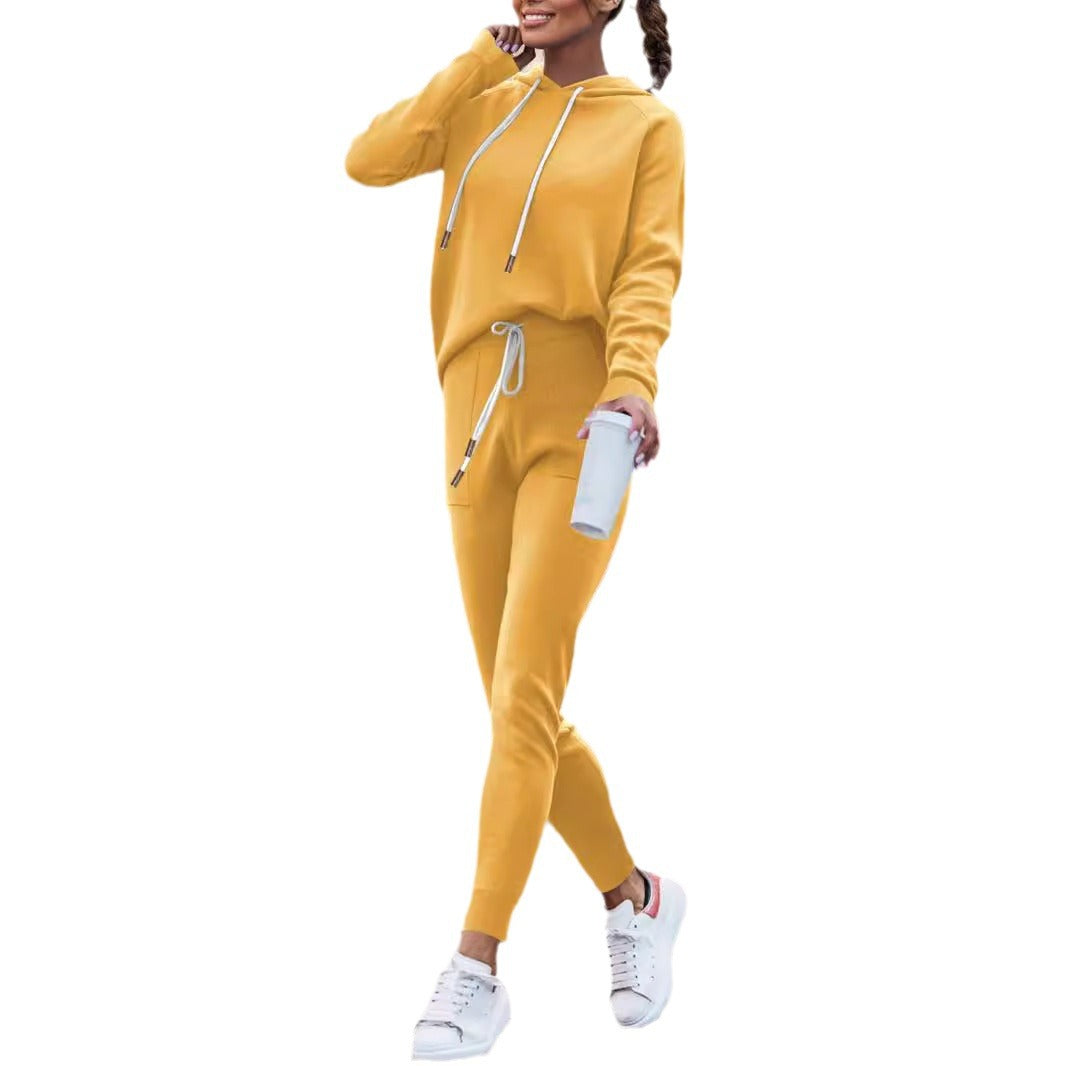 Women's Casual Hooded Sweatshirt and Slim-Fit Jogging Pants Set Mune Fashion