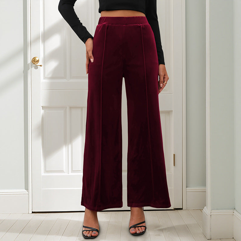 Women's Elegant Wide Velvet Trousers Mune Fashion