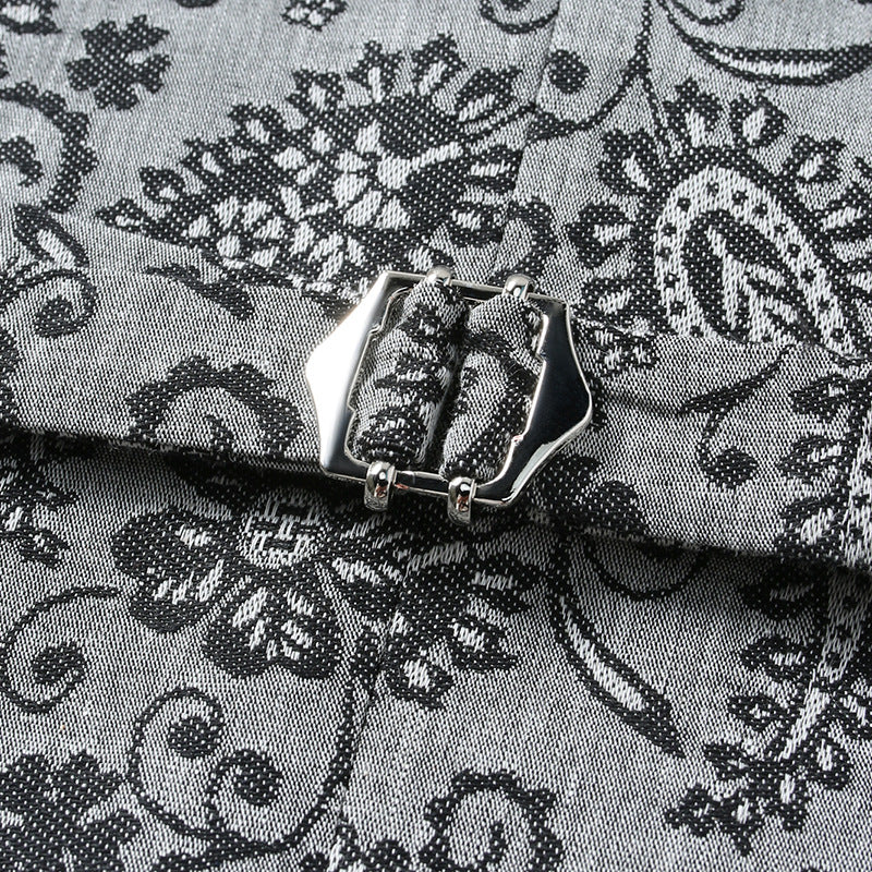 Men's Tailored Suit Vest with Paisley Jacquard and V Neck Mune Fashion