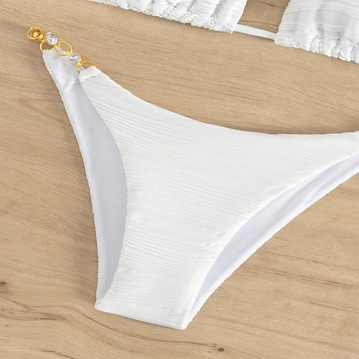 Women's triangle bikini with luxurious gold accents and seamless design Mune Fashion