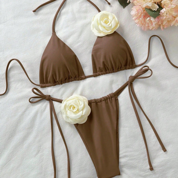 Women's Triangle Bikini with Floral Detail Mune Fashion