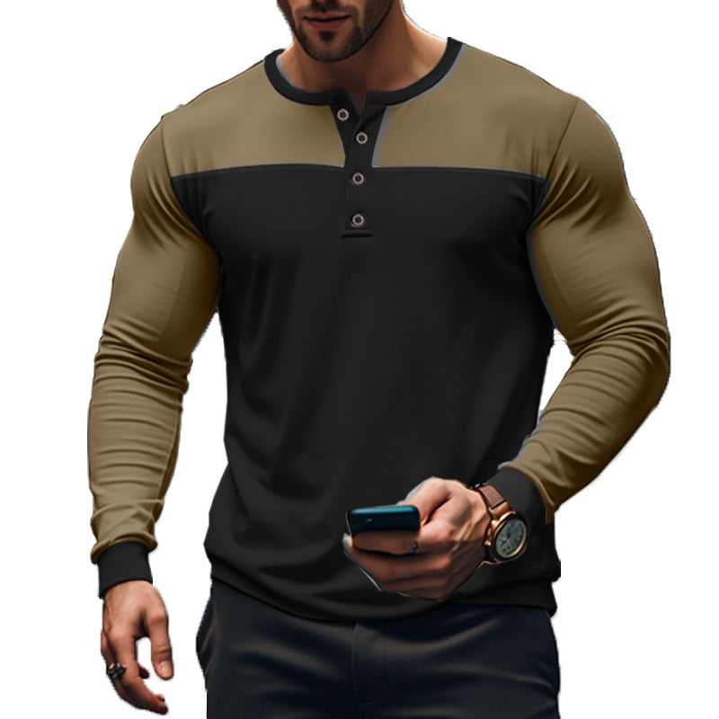 Men's functional Henley long-sleeve shirt with raglan sleeves, reinforced button placket, and tailored fit Mune Fashion