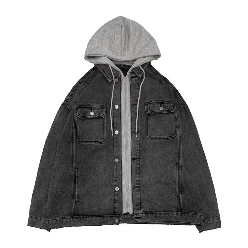 Women's Casual Oversized Denim Jacket with Hood Mune Fashion