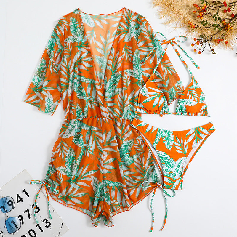 Women's bikini set with transparent cover-up and fashionable geometric pattern Mune Fashion