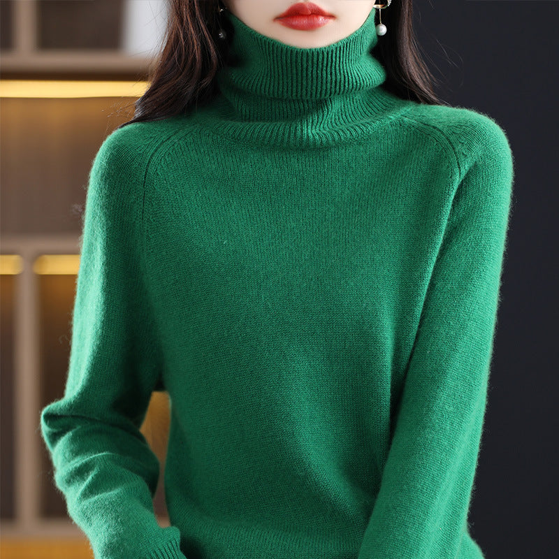Women's Soft High Collar Sweater made of fluffy Wool Mix with Raglan Sleeves Mune Fashion