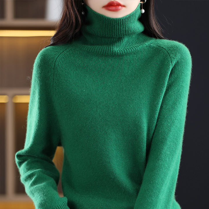 Women's Soft High Collar Sweater made of fluffy Wool Mix with Raglan Sleeves Mune Fashion