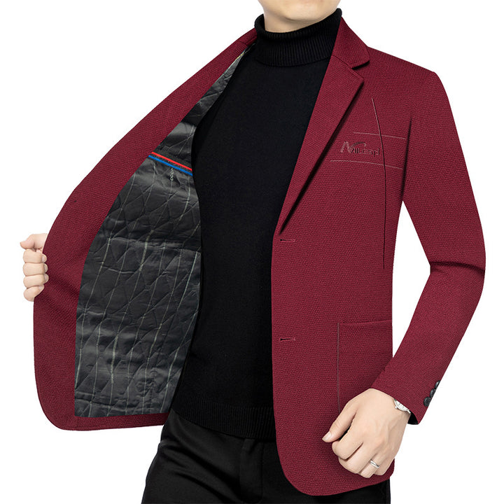 Men's elegant half-lined structured blazer with quilted thermal lining and patch pockets Mune Fashion