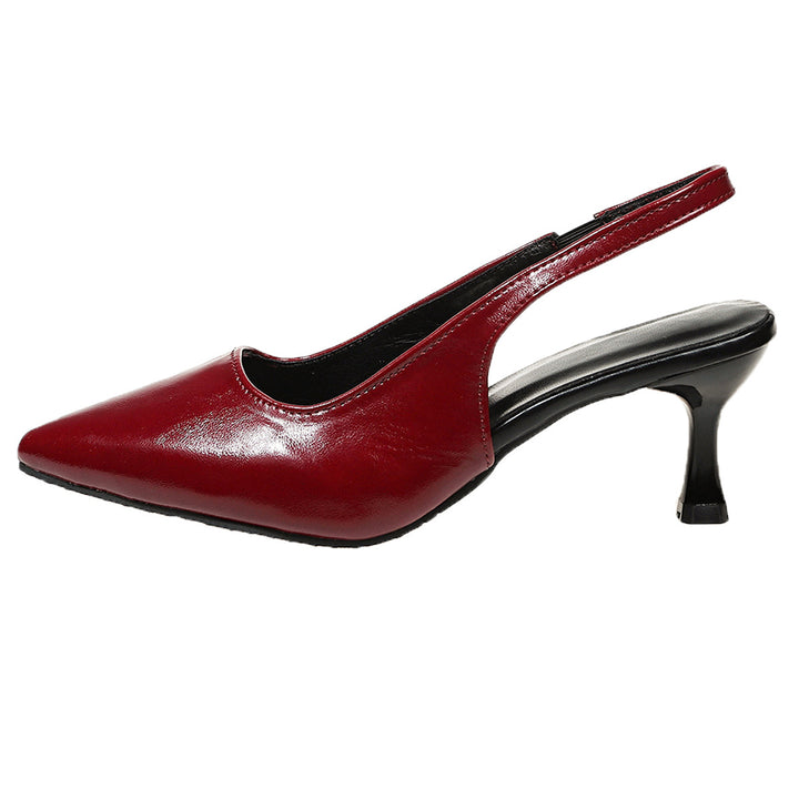 Women's pointed toe slingback pumps with low curved heel Mune Fashion