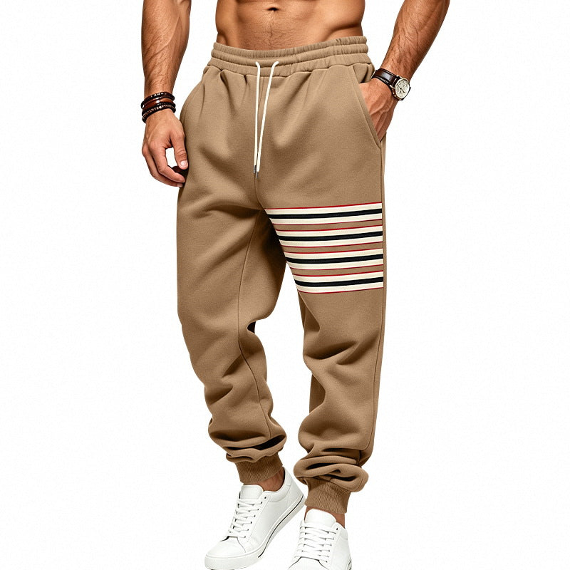 Men's Jogging Pants with Side Stripe Panel, Elastic Waistband and Ribbed Cuffs Mune Fashion