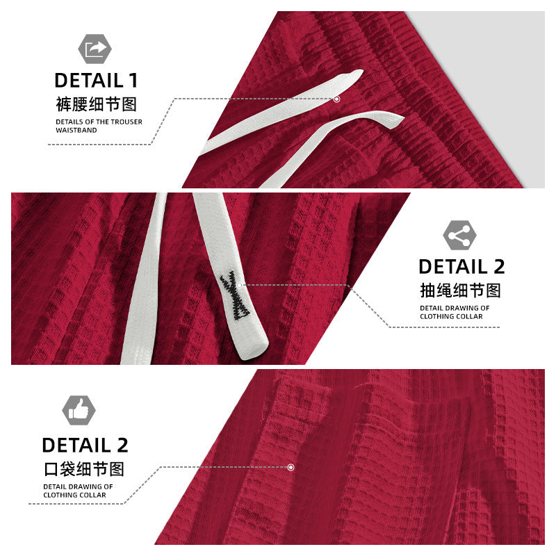 Men's breathable waffle pajama shorts with elastic comfort waistband, drawstring, and side pockets Mune Fashion
