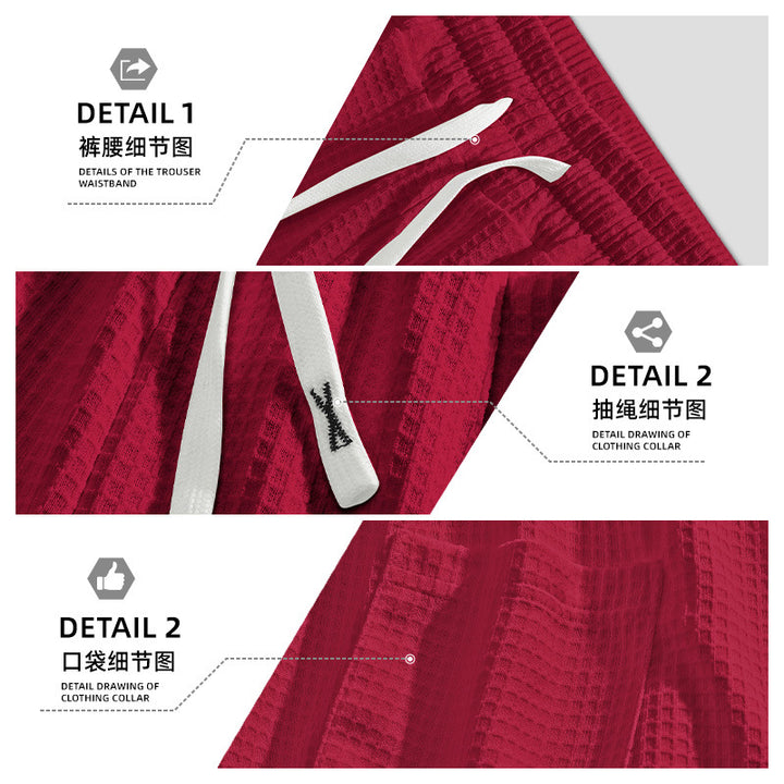 Men's breathable waffle pajama shorts with elastic comfort waistband, drawstring, and side pockets Mune Fashion