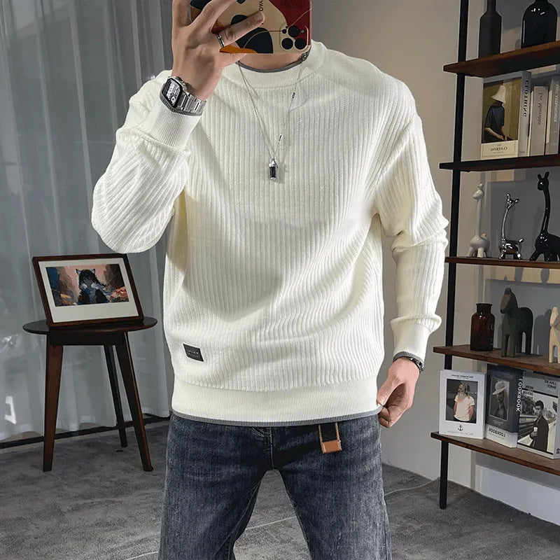 Men's fine knit ribbed pullover with round neck and casual oversized fit Mune Fashion