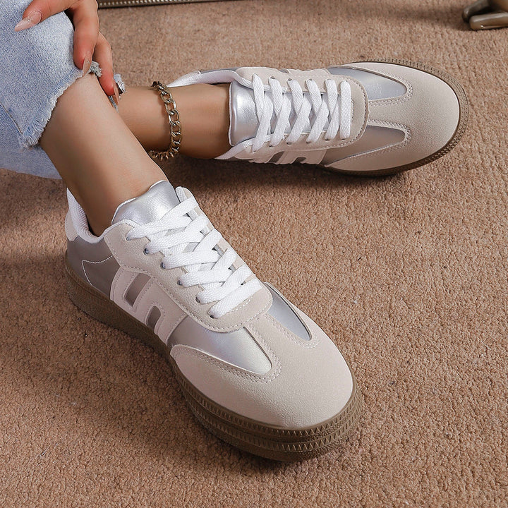 Women Sporty Sneakers with Satin Upper Material and Retro Design Mune Fashion