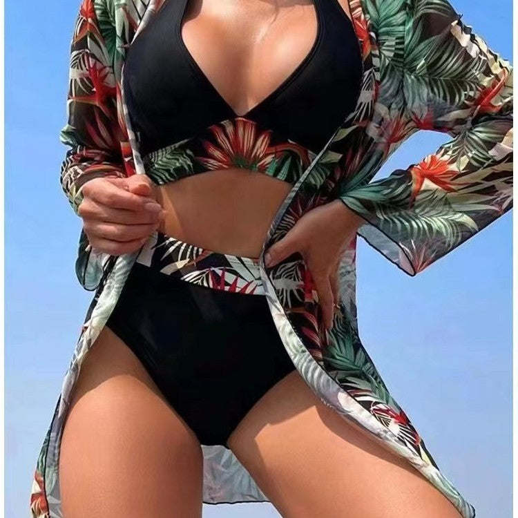 Women's High-Waisted Swim Set with Kimono Mune Fashion
