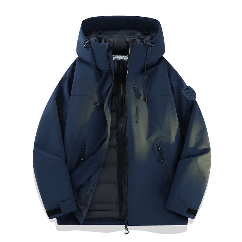Women Lightweight Waterproof Hooded Jacket with Teddy Charm and Concealed Zipper Pockets Mune Fashion