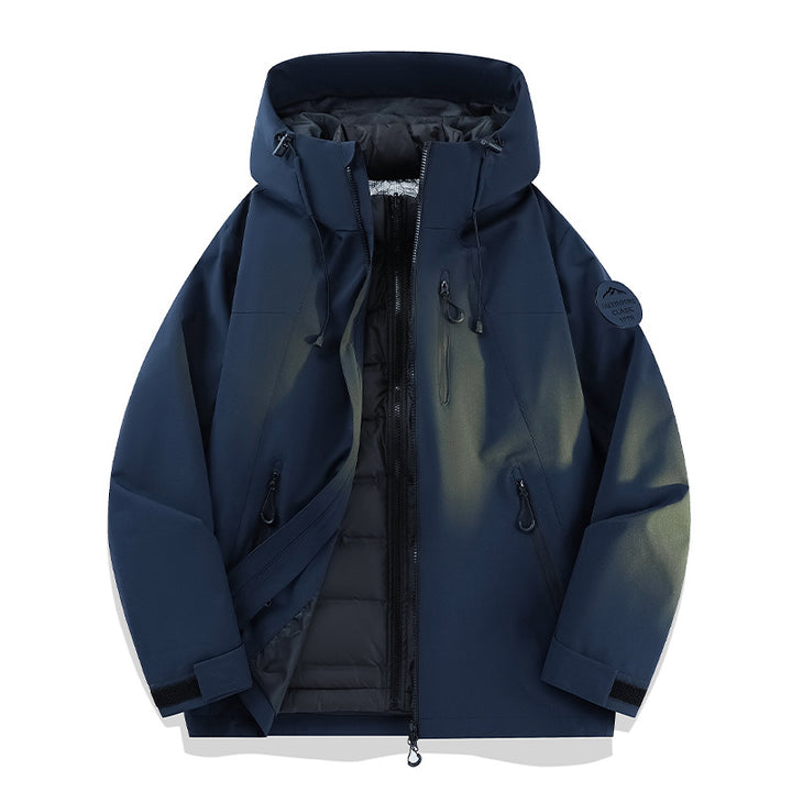 Women Lightweight Waterproof Hooded Jacket with Teddy Charm and Concealed Zipper Pockets Mune Fashion