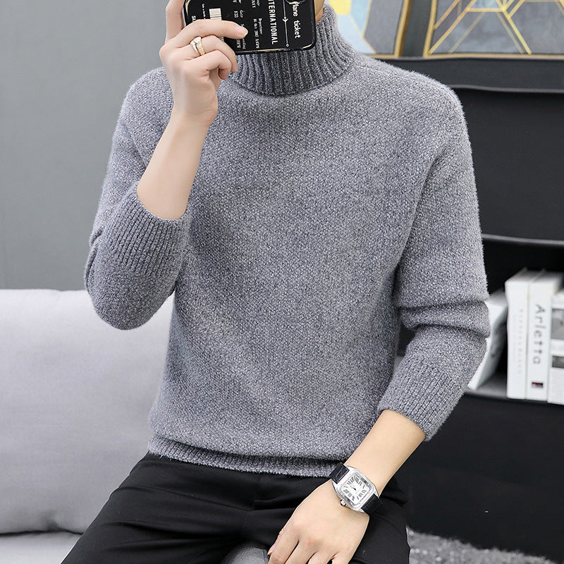 Men's turtleneck sweater made of boucle fine knit with ribbed cuffs Mune Fashion