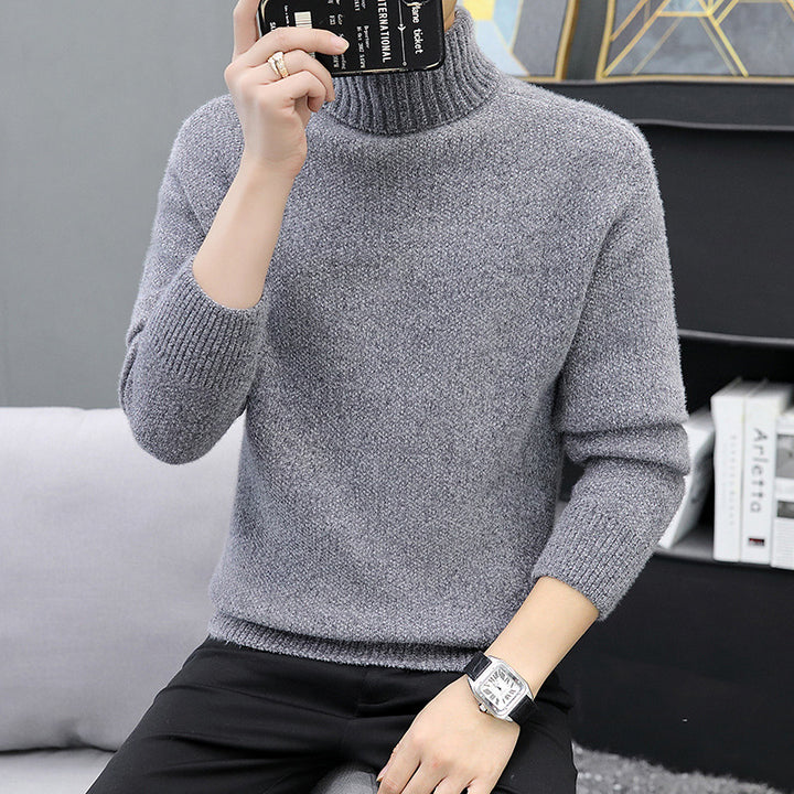 Men's turtleneck sweater made of boucle fine knit with ribbed cuffs Mune Fashion