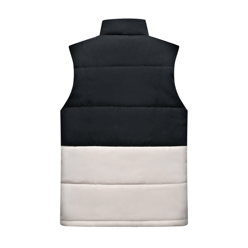Men's sleeveless quilted vest with high stand-up collar and two-tone block design Mune Fashion