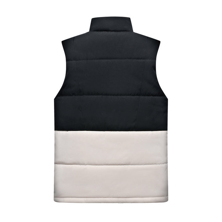 Men's sleeveless quilted vest with high stand-up collar and two-tone block design Mune Fashion