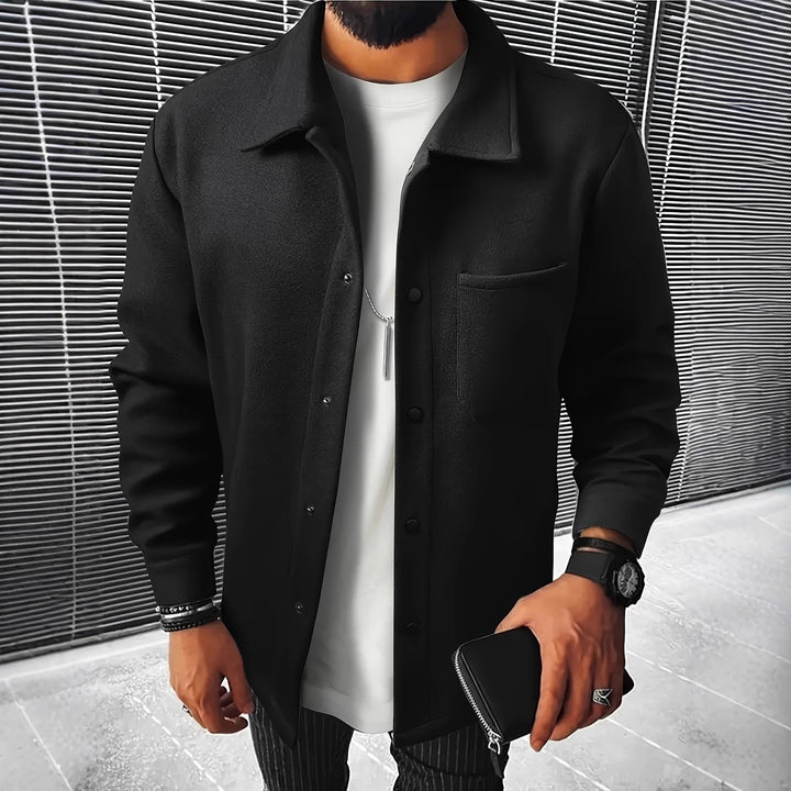 Men's nan minimalist shirt jacket made of soft fleece with concealed snap button placket and patch chest pocket Mune Fashion