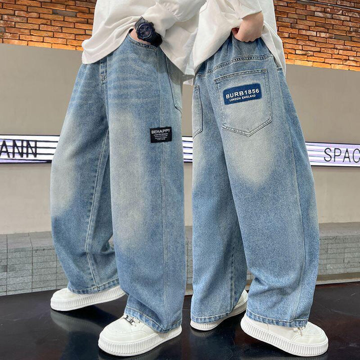 Unisex wide Denim pants with adjustable waistband Mune Fashion