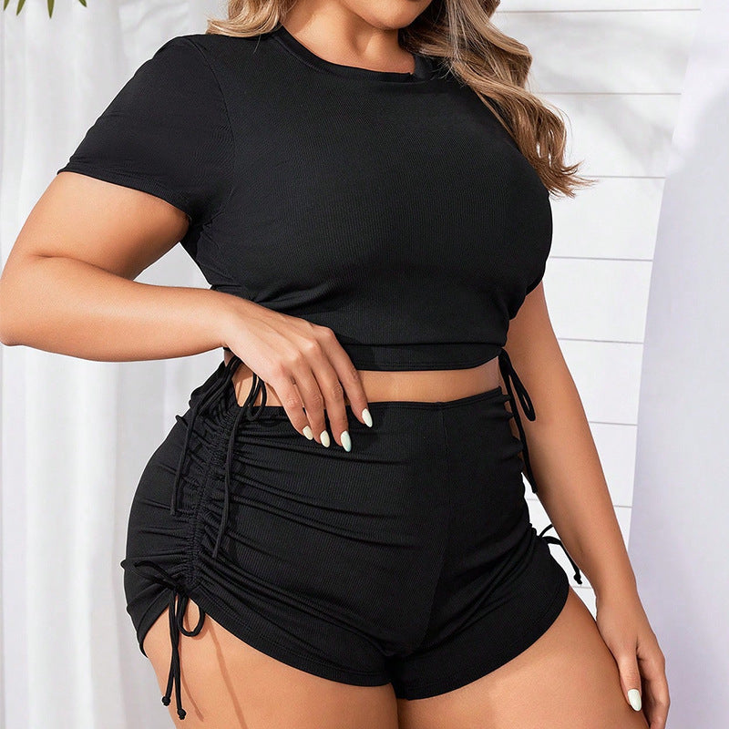 Women's Sporty Crop Top and Shorts Set Mune Fashion