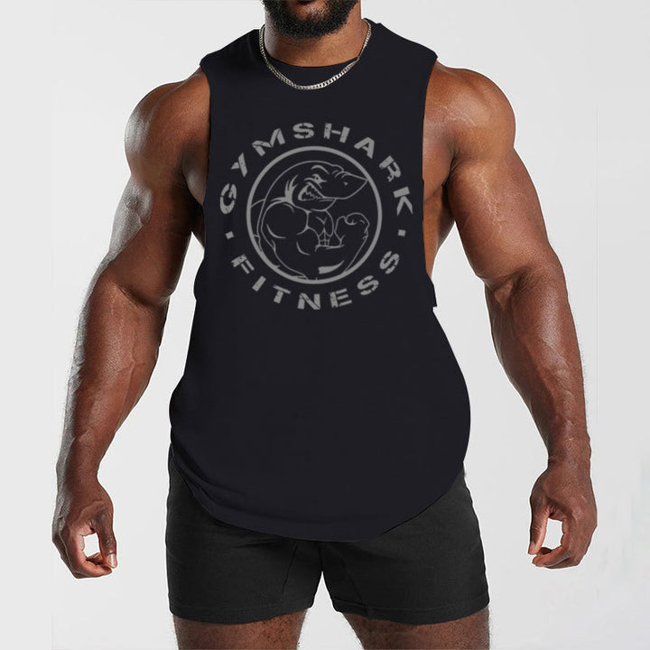 Men's sleeveless muscle shirt with extra deep arm openings and large logo print Mune Fashion