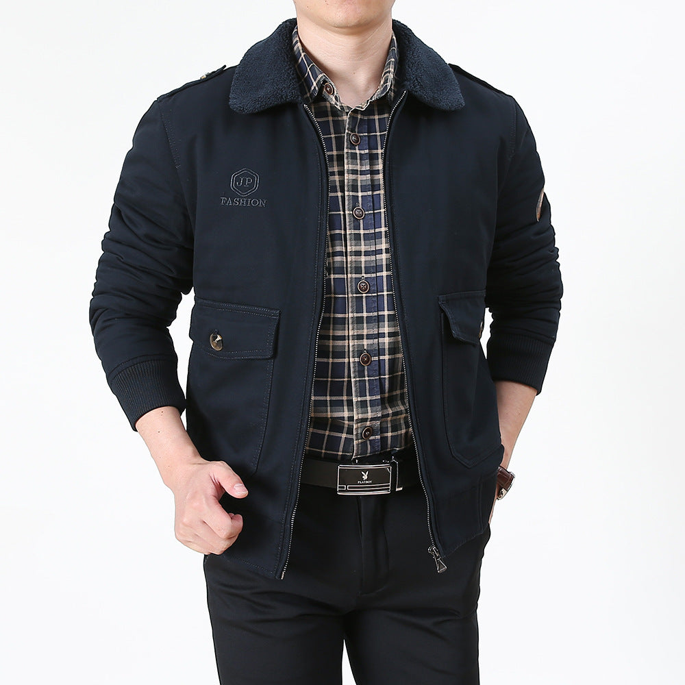 Men's Utility Flight Jacket made of cotton blend with teddy collar and patch pockets Mune Fashion
