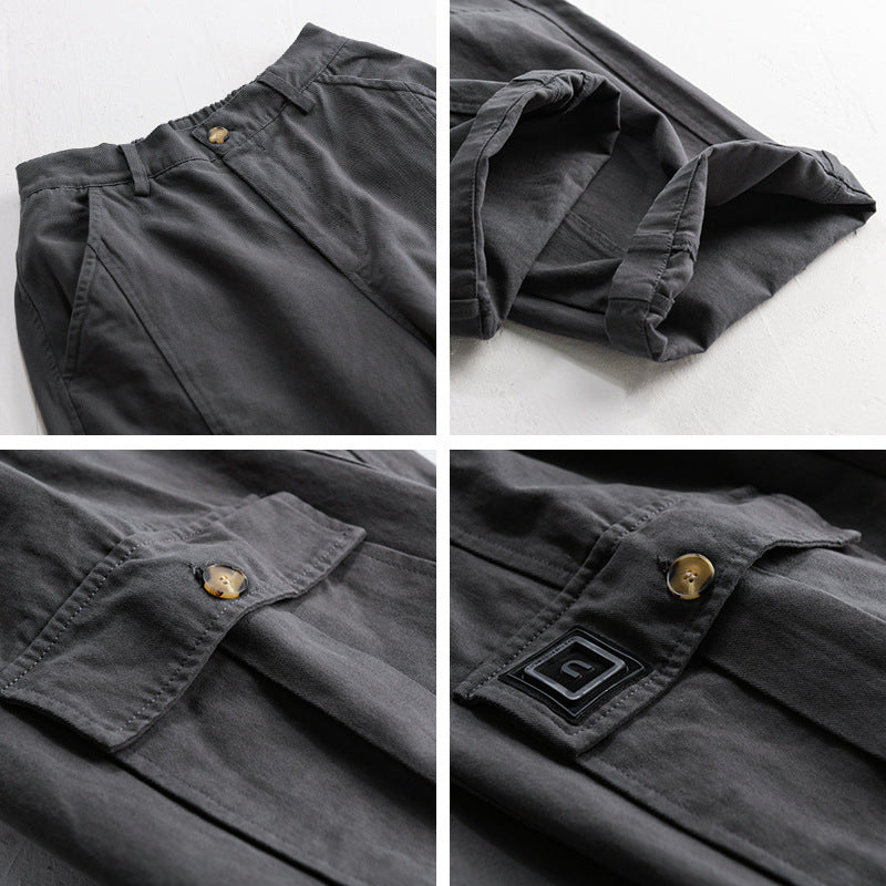 Men's Utility Cargo Pants made of cotton twill with patch leg pockets and relaxed tapered fit Mune Fashion