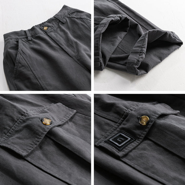 Men's Utility Cargo Pants made of cotton twill with patch leg pockets and relaxed tapered fit Mune Fashion