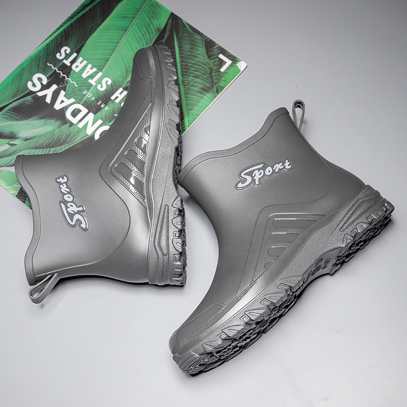 Unisex Short Waterproof Rubber Boots with Profiled Outdoor Sole Design Mune Fashion