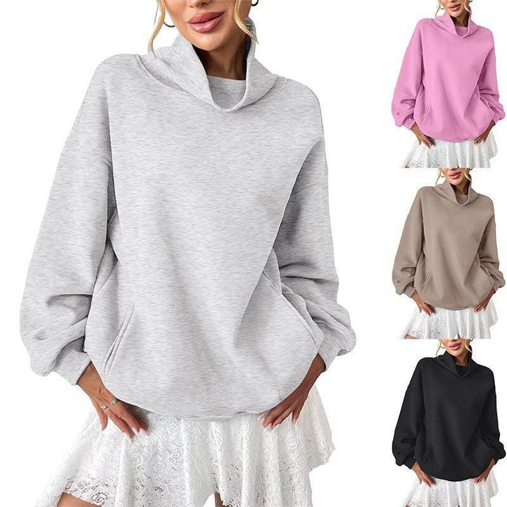 Women's Casual Oversized Sweatshirt with Funnel Neck and Kangaroo Pocket Mune Fashion