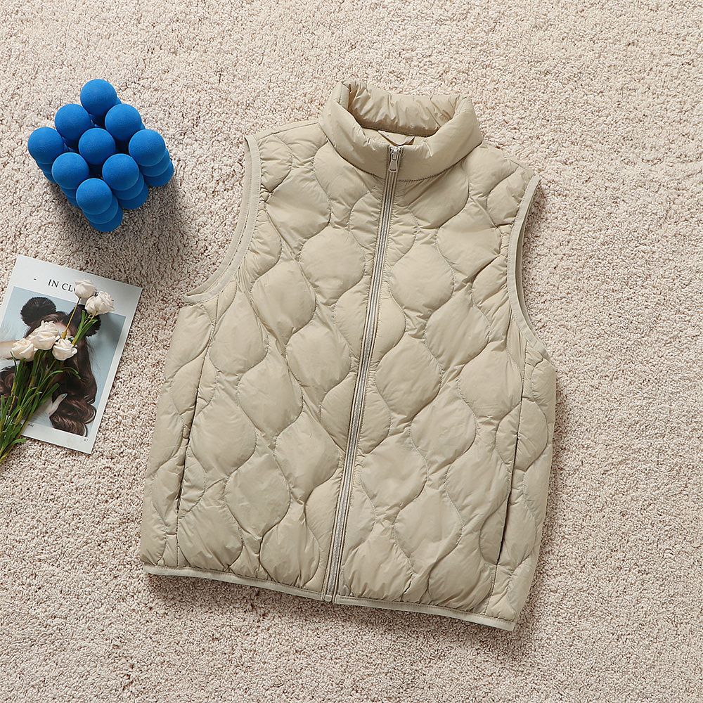 Women's ultralight quilted vest in drop stitch design with high stand-up collar Mune Fashion