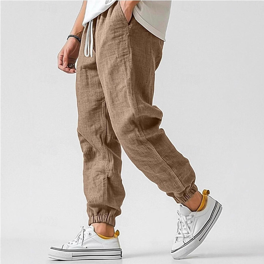 Men's Comfortable Pants with Elastic Waistband and Side Pockets EB