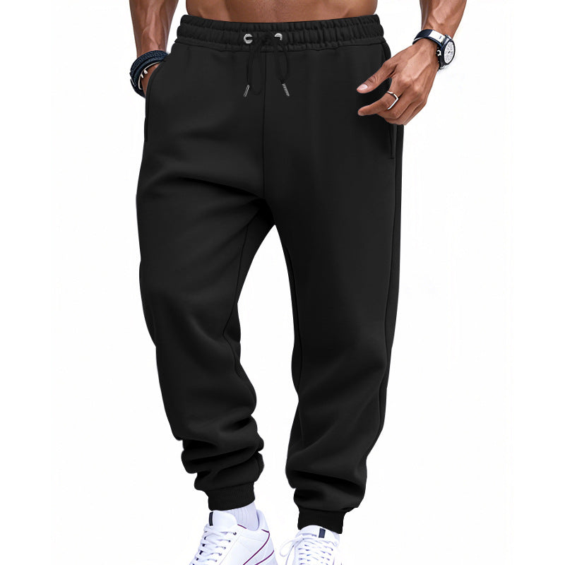 Men's sporty sweat jogging pants with elastic tunnel drawstring waist, ribbed cuffs, and deep side pockets Mune Fashion
