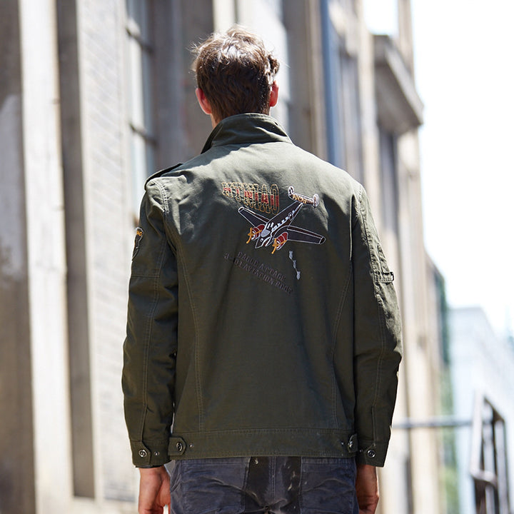 Men's canvas field jacket in military style with patch details and multiple pockets Mune Fashion