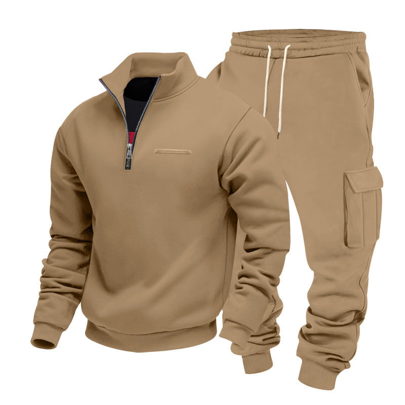 Men's Zip Pullover and Cargo Jogger Set made of soft French Terry Mune Fashion