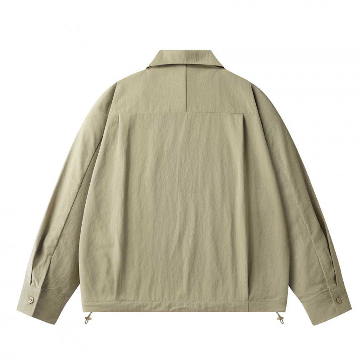 Unisex Lightweight Overshirt Jacket with Concealed Front, Shirt Collar and Drawstring Hem Mune Fashion