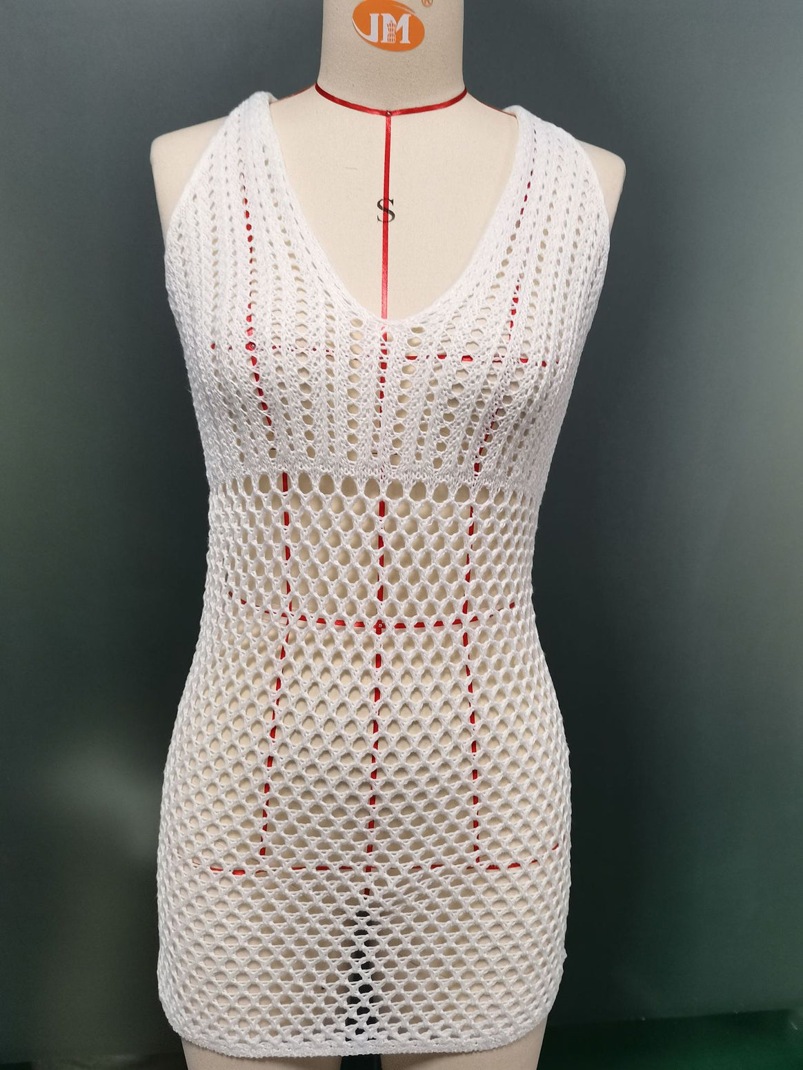 Ladies net dress with deep V-neck Mune Fashion
