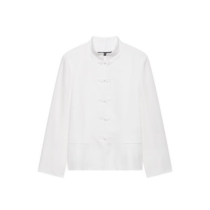 Women's short jacket with mandarin collar and decorative knot closures Drune