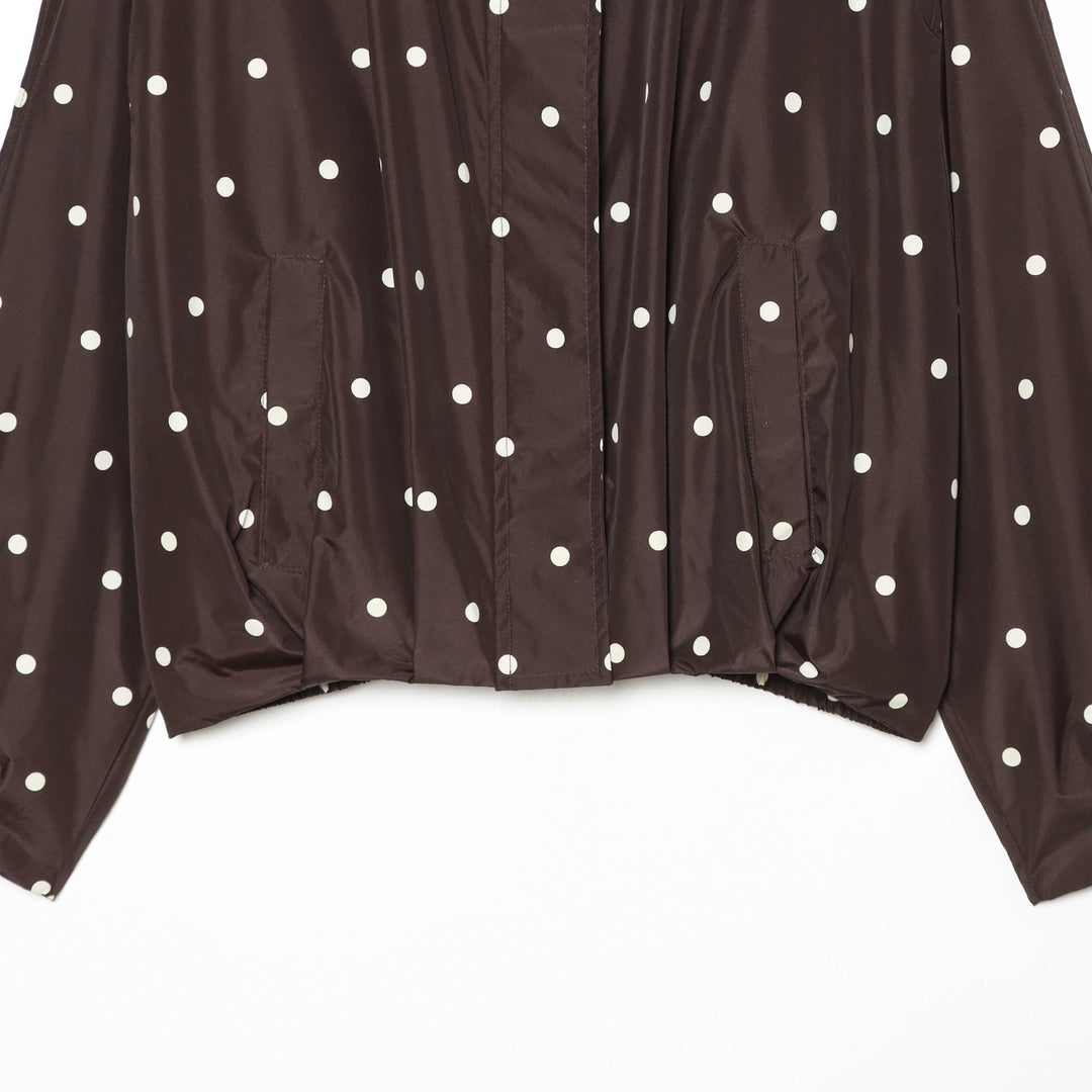 Women's Dotted Lightweight Transition Jacket with Funnel Collar and Elastic Hem Mune Fashion