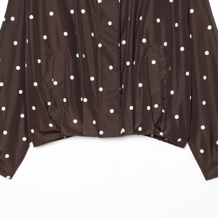 Women's Dotted Lightweight Transition Jacket with Funnel Collar and Elastic Hem Mune Fashion