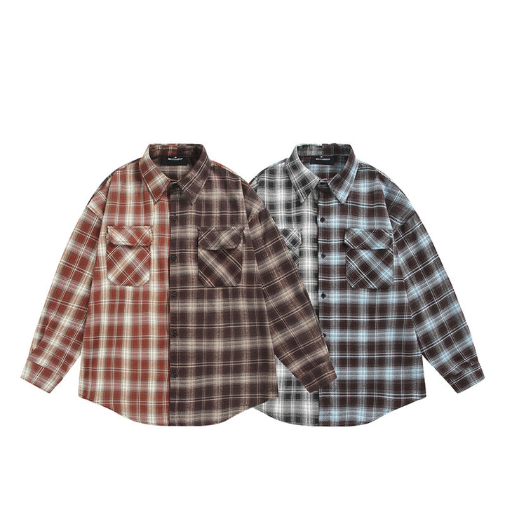 Unisex Split Check Overshirt in Shirt Jacket Style Mune Fashion