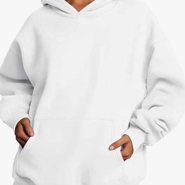 Women extra long oversized hoodie in boxy cut with kangaroo pocket and ribbed hem Mune Fashion