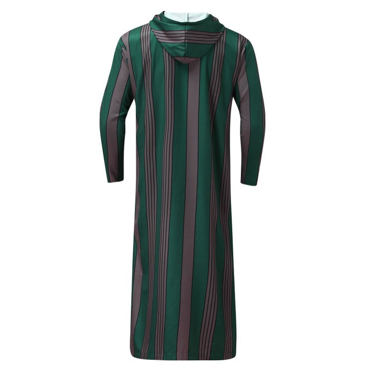 Men's slim hoodie robe with vertical stripe structure zipper and side slits Mune Fashion