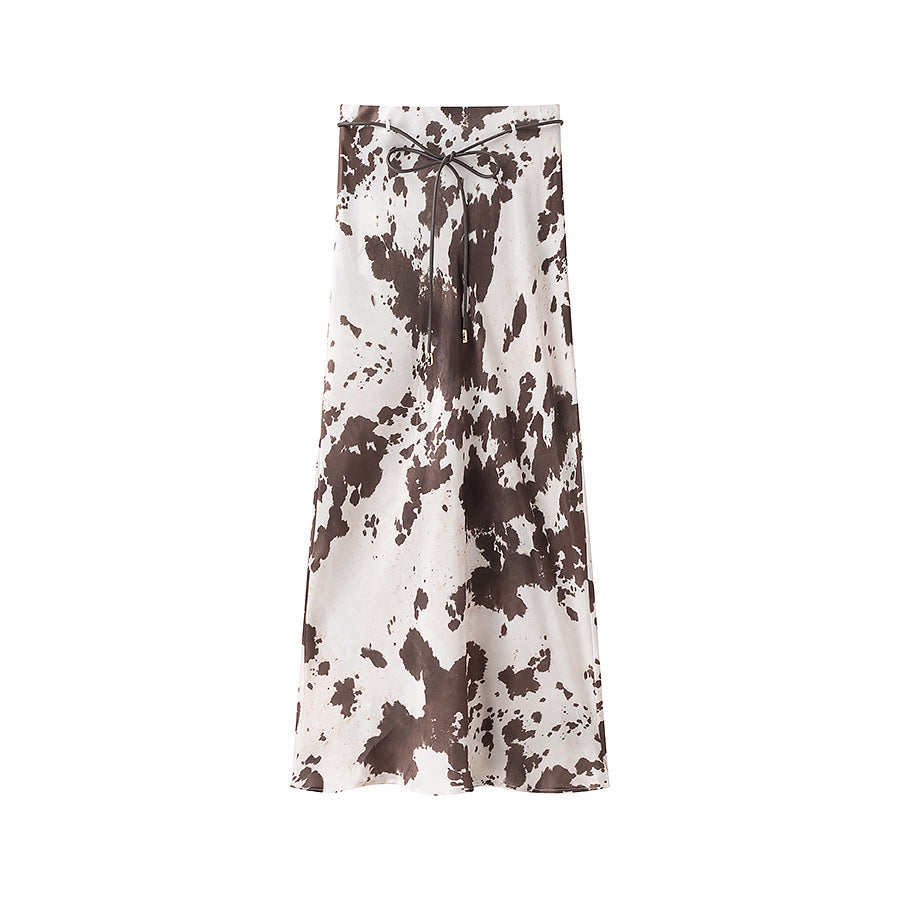 Women Oversized Shirt Blouse with Cow Spot Print, Concealed Button Placket and Loose Fit Mune Fashion