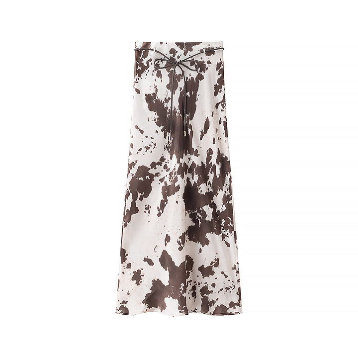 Women Oversized Shirt Blouse with Cow Spot Print, Concealed Button Placket and Loose Fit Mune Fashion
